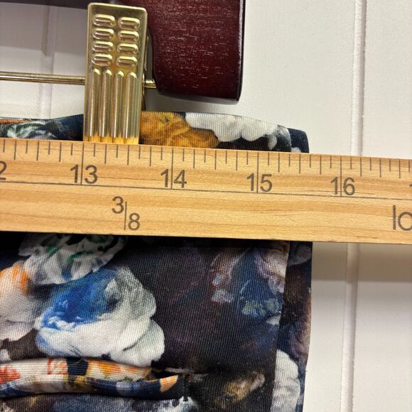 Zara Womens Artsy Whimsical Eclectic Floral Watercolor Pants Size M Stretchy - Picture 4 of 6